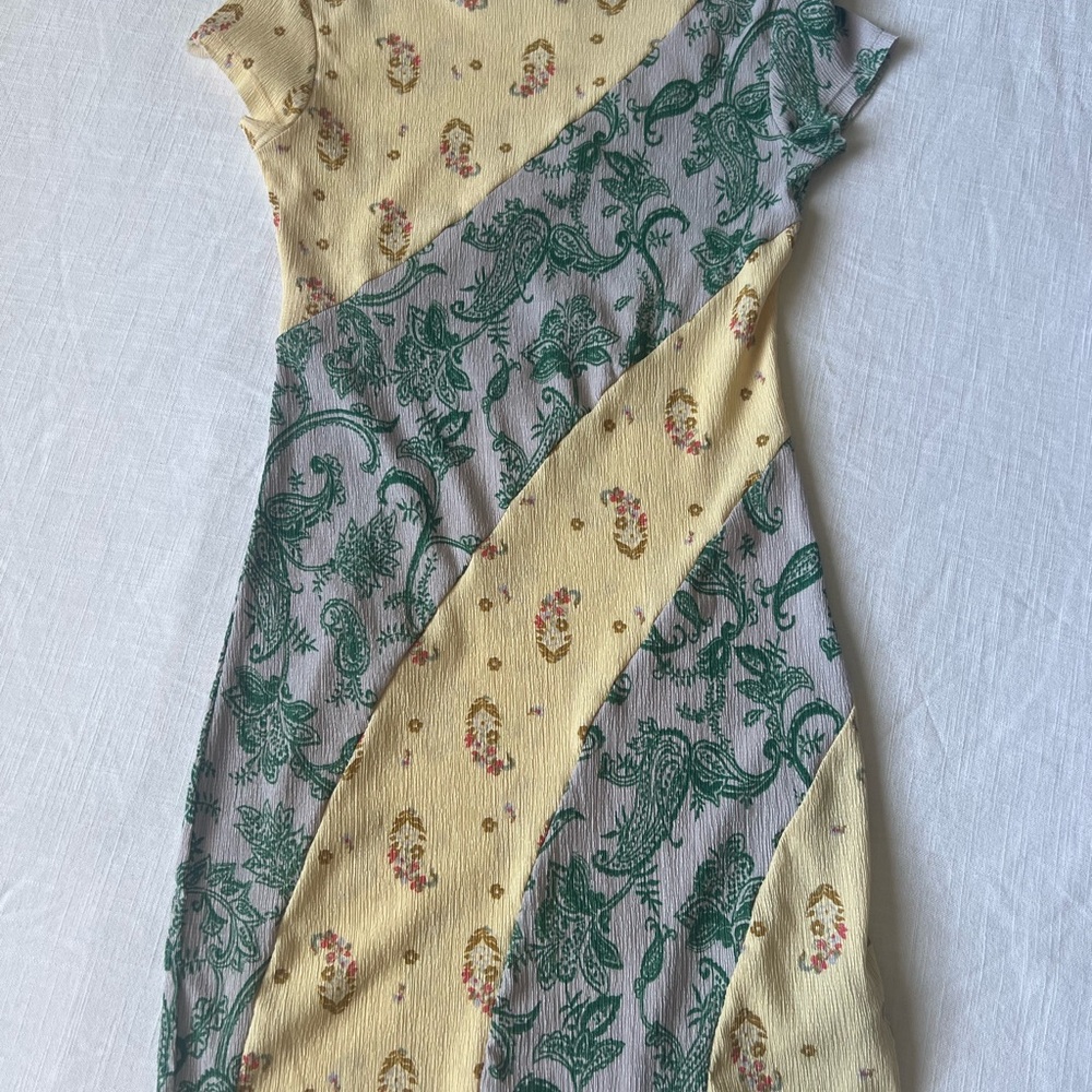 Floral Patchwork Dress in Yellow and Green